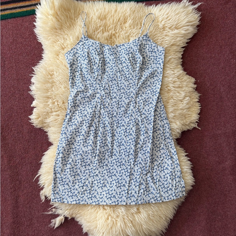 Vintage Y2K babydoll dress Blue Ditsy Floral Spaghetti Strap
